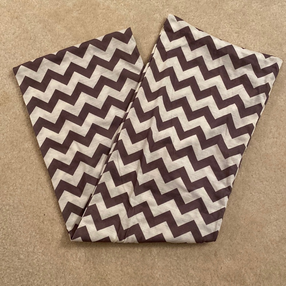 Thin gray and white infinity scarf